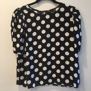 Who What Wear Black & White Polka Dot Blouse (S)